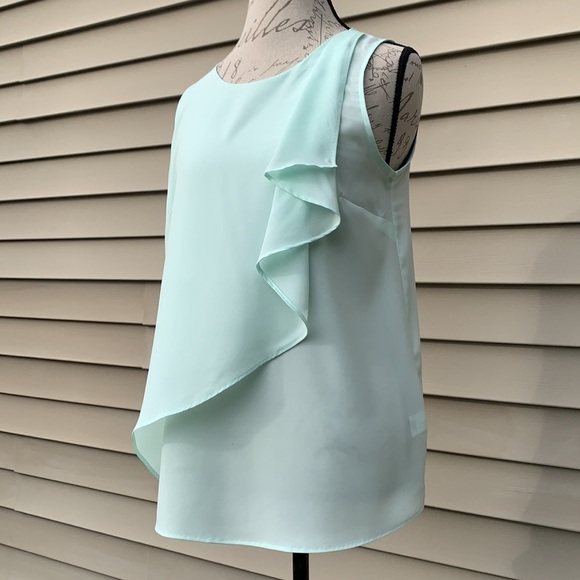 Apt 9 Sleeveless Ruffled Overlay - Moonlight Jade - Picture 3 of 15